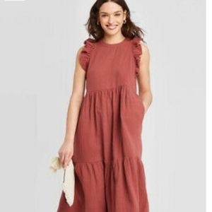 NWT UNIVERSAL THREAD RUFFLE DRESS WITH POCKETS